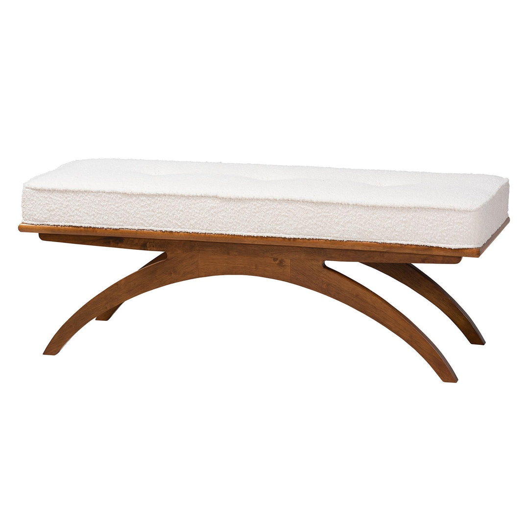 Baxton Studio Orella Japandi Cream Boucle Fabric and Walnut Brown Finished Wood Bench 