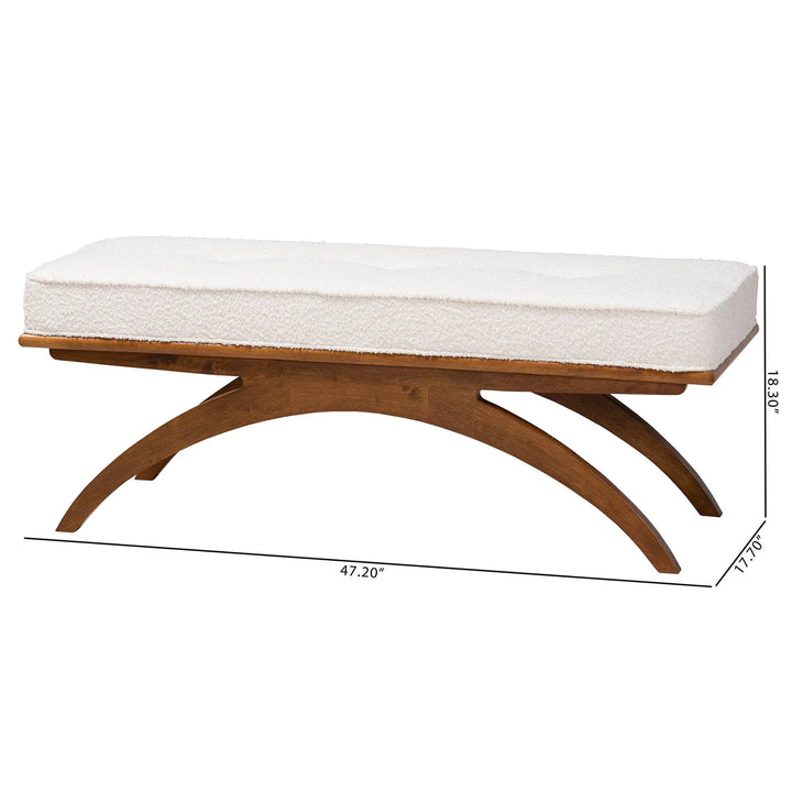 Baxton Studio Orella Japandi Cream Boucle Fabric and Walnut Brown Finished Wood Bench