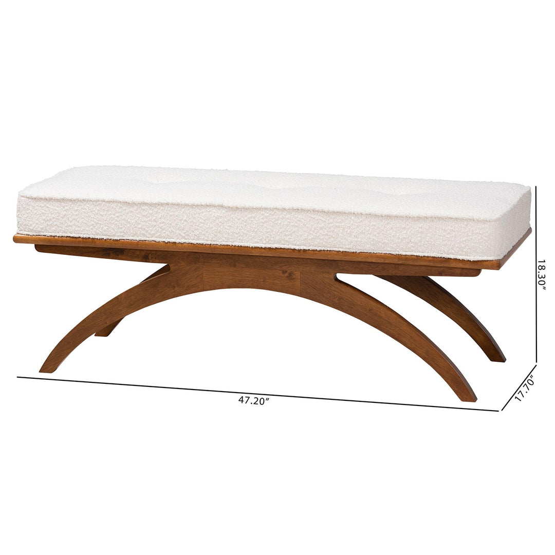 Baxton Studio Orella Japandi Cream Boucle Fabric and Walnut Brown Finished Wood Bench 