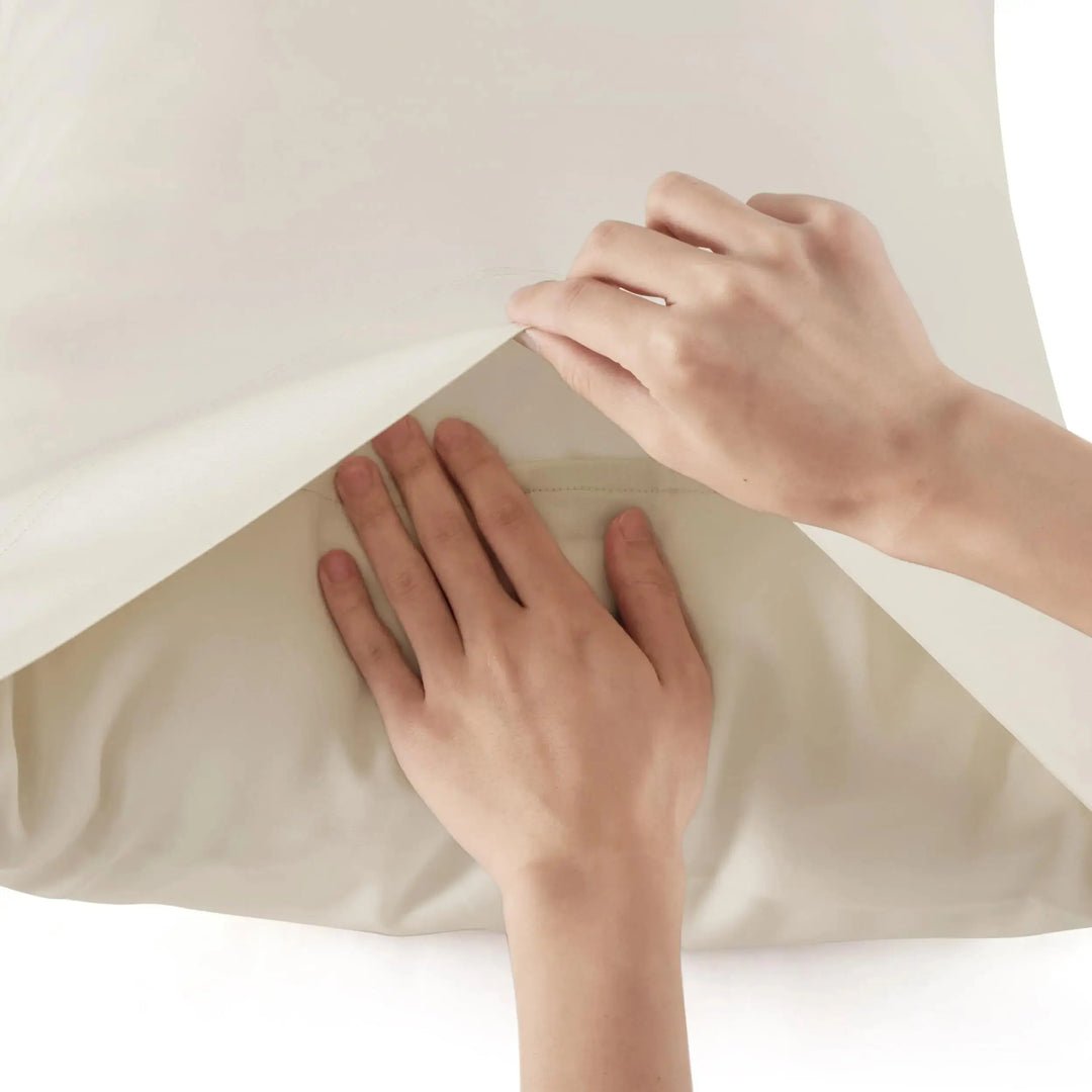 Bedsure Queen Sheets, Rayon Derived from Bamboo, Queen Cooling Sheet Set, Deep Pocket Up to 16", Breathable & Soft Bed Sheets, Hotel Luxury Silky Bedding Sheets & Pillowcases, Light Beige 