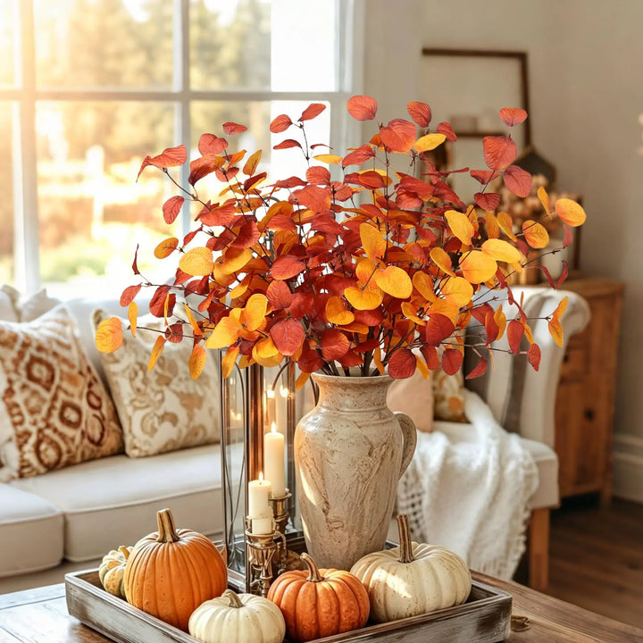 Beferr Fall Eucalyptus Stems Decor, 5 Pcs 23 Inch Artificial Eucalyptus Branches