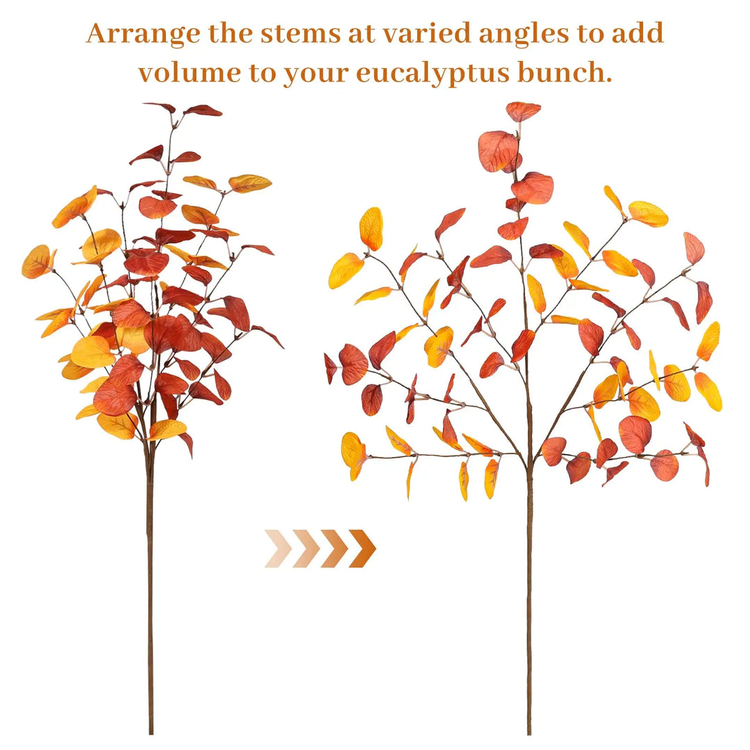 Beferr Fall Eucalyptus Stems Decor, 5 Pcs 23 Inch Artificial Eucalyptus Branches