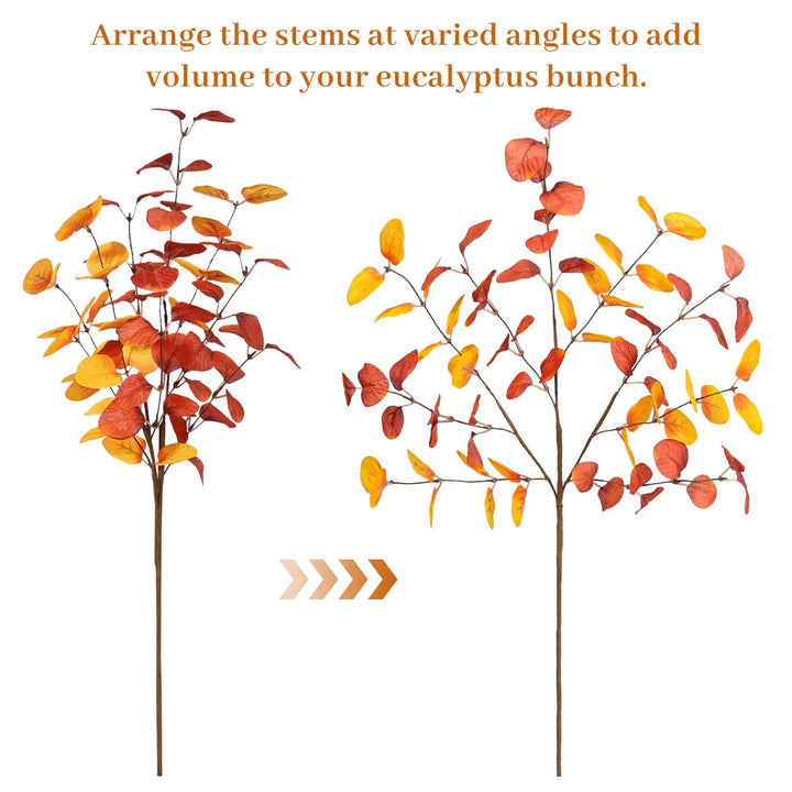 Beferr Fall Eucalyptus Stems Decor, 5 Pcs 23 Inch Artificial Eucalyptus Branches