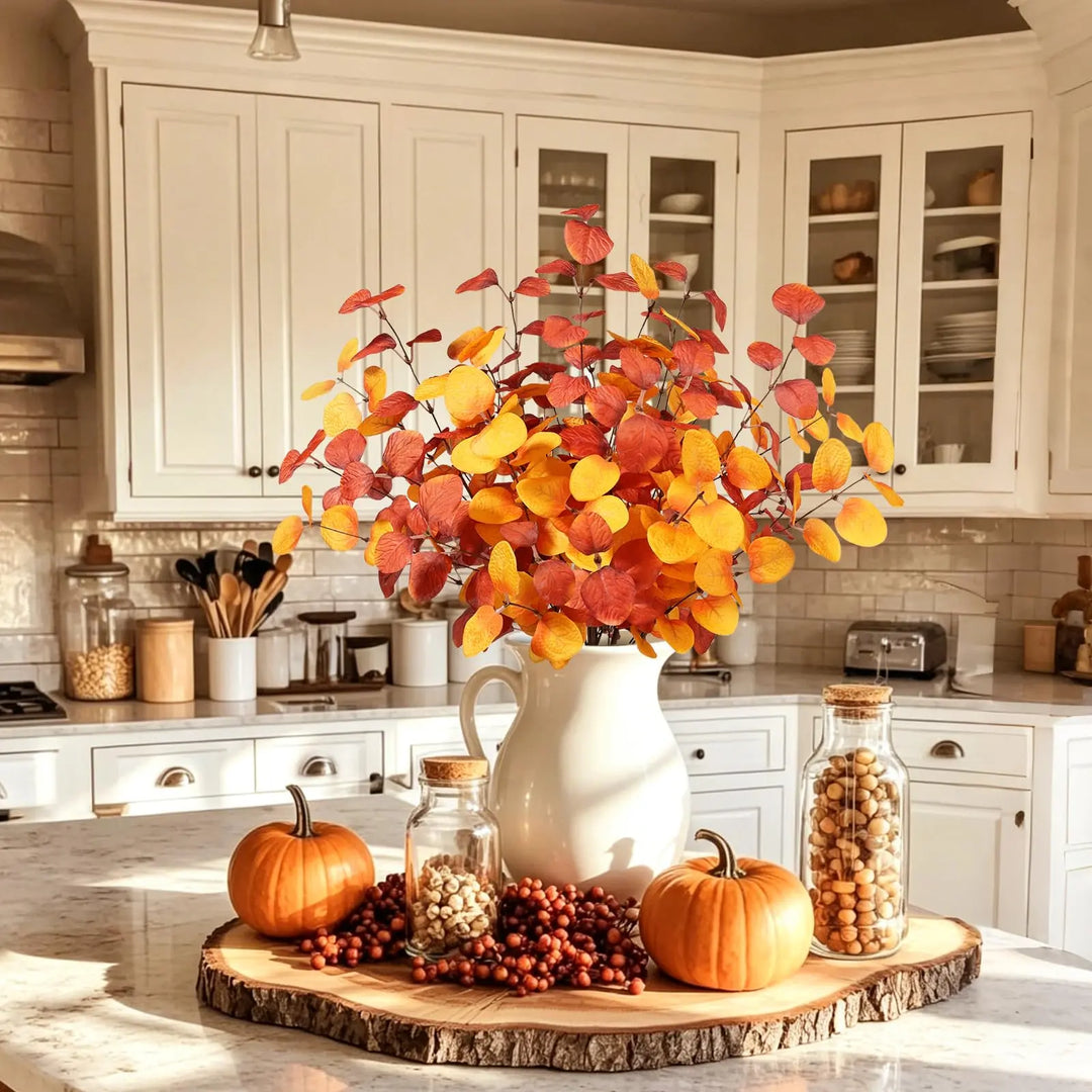 Beferr Fall Eucalyptus Stems Decor, 5 Pcs 23 Inch Artificial Eucalyptus Branches