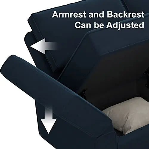 Belffin Modular Sectional Sofa with Reversible Chaise, Velvet L-Shaped Storage 4-seat - Blue 