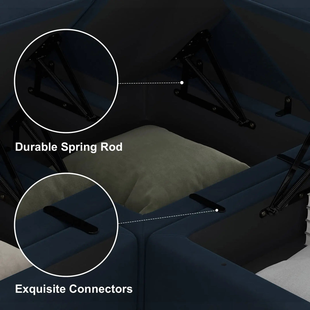 Belffin Modular Sectional Sofa with Reversible Chaise, Velvet L-Shaped Storage 4-seat - Blue 