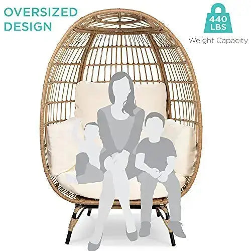 Best Choice Products Wicker Egg Chair, Steel Frame - Ivory