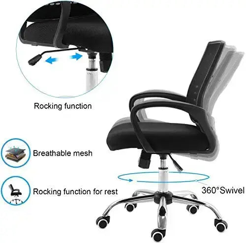 BestOffice Ergonomic Office Chair | Modern Adjustable Swivel Mesh Chair - Black BestOffice