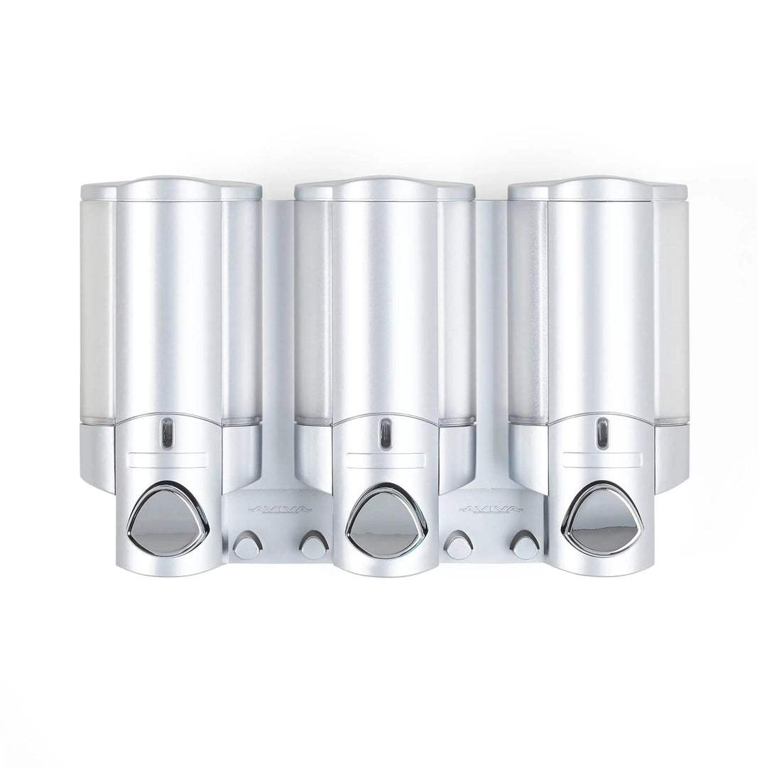 Better Living Products Aviva Shower Dispenser 3, Shampoo and Soap Dispenser - Silver 
