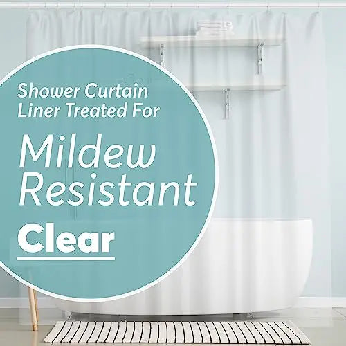 BigFoot Shower Curtain Liner – 72 x 72 PEVA Heavy Duty Shower Curtain with Rustproof Metal Grommet and 3 Magnetic Weights – Odor Free and Compatible with Standard Showers, Clear 