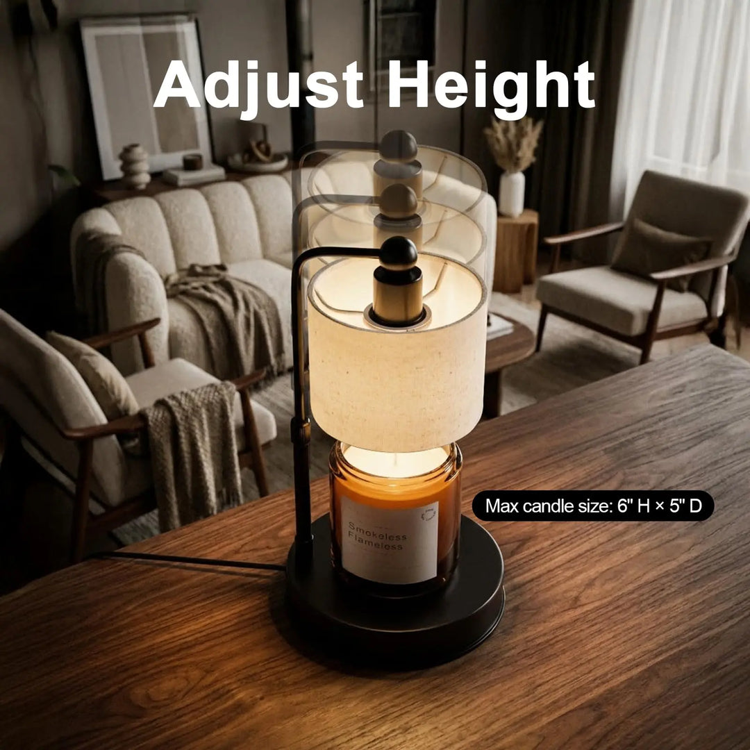 Bingyouth Candle Warmer Lamp with Timer, Best House Warming Gift, Height Adjustable & Dimmable Electric Candle Warmer Lamp, Includes 2 Bulbs, Birthday Gift for Women, Mom, Housewarming - Flaxen