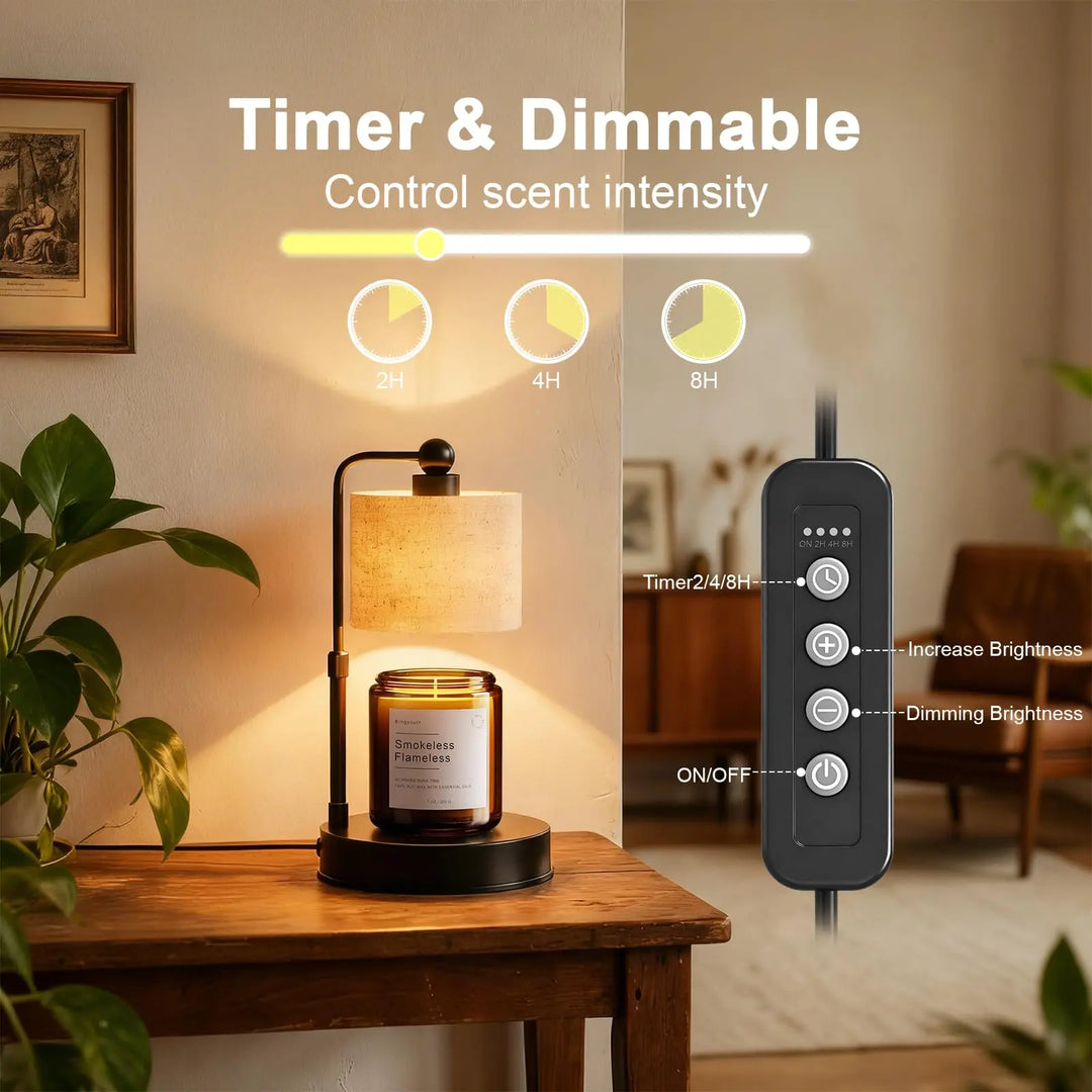 Bingyouth Candle Warmer Lamp with Timer, Best House Warming Gift, Height Adjustable & Dimmable Electric Candle Warmer Lamp, Includes 2 Bulbs, Birthday Gift for Women, Mom, Housewarming - Flaxen