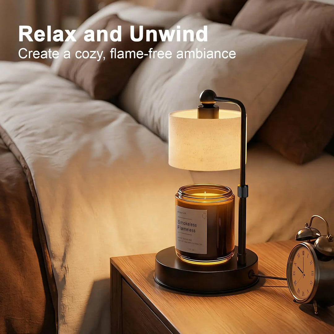 Bingyouth Candle Warmer Lamp with Timer, Best House Warming Gift, Height Adjustable & Dimmable Electric Candle Warmer Lamp, Includes 2 Bulbs, Birthday Gift for Women, Mom, Housewarming - Flaxen