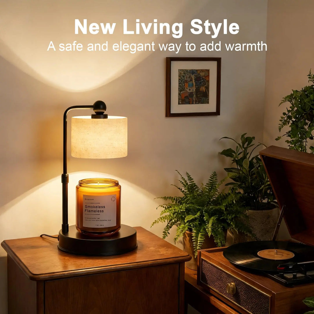 Bingyouth Candle Warmer Lamp with Timer, Best House Warming Gift, Height Adjustable & Dimmable Electric Candle Warmer Lamp, Includes 2 Bulbs, Birthday Gift for Women, Mom, Housewarming - Flaxen