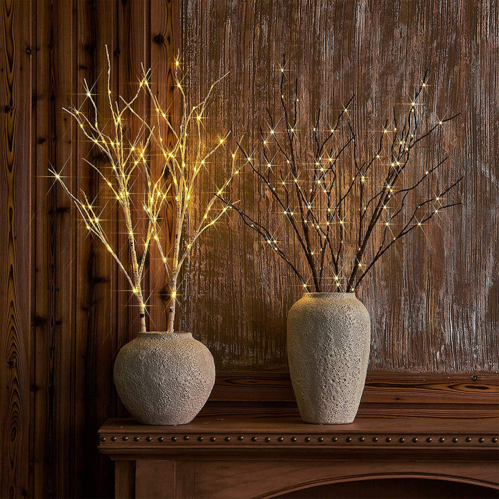 Birchlitland Lighted Brown Branches 32IN 100 LED with Timer Battery Operated, Artificial Tree Branch with Warm,Willow Branch Lights for Home Bedroom Fireplace Christmas Holiday Decoration 
