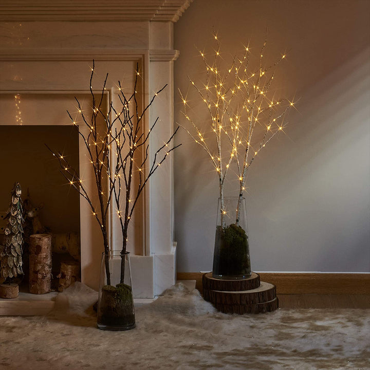 Birchlitland Lighted Brown Branches 32IN 100 LED with Timer Battery Operated, Artificial Tree Branch with Warm,Willow Branch Lights for Home Bedroom Fireplace Christmas Holiday Decoration 