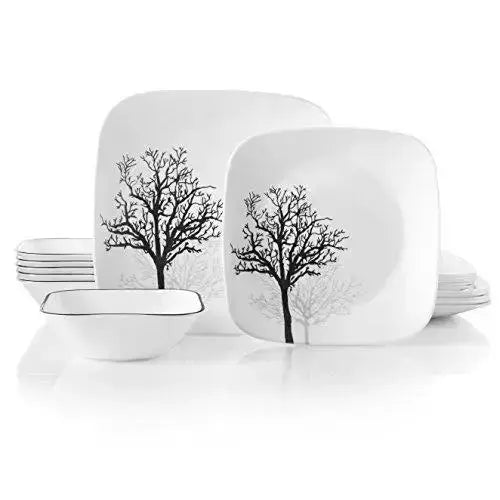 Corelle Dinnerware Timber Shadows 18-Piece Set, Serves 6 - White/Black