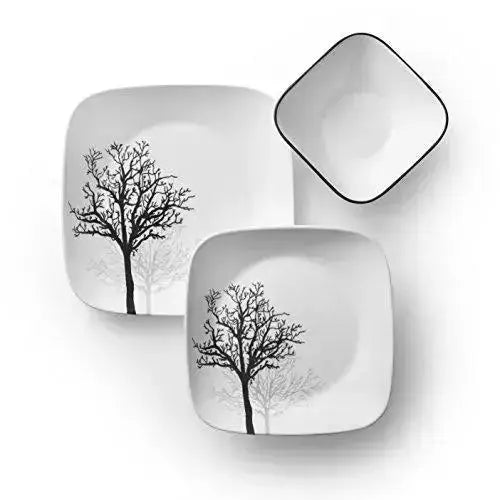 Corelle Dinnerware Timber Shadows 18-Piece Set, Serves 6 - White/Black