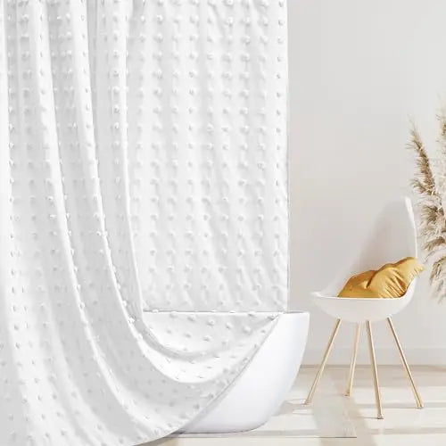 Boho Shower Curtain, Woven Fabric, 72" x 72" - White 