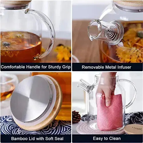 Borosilicate Glass Teapot with Removable Infuser - Clear