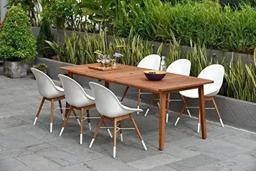 Brampton Outdoor Wooden Furniture Dining Set - White Chairs