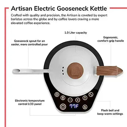 Brewista Artisan 1.0L Electric Gooseneck Kettle - White Pearl