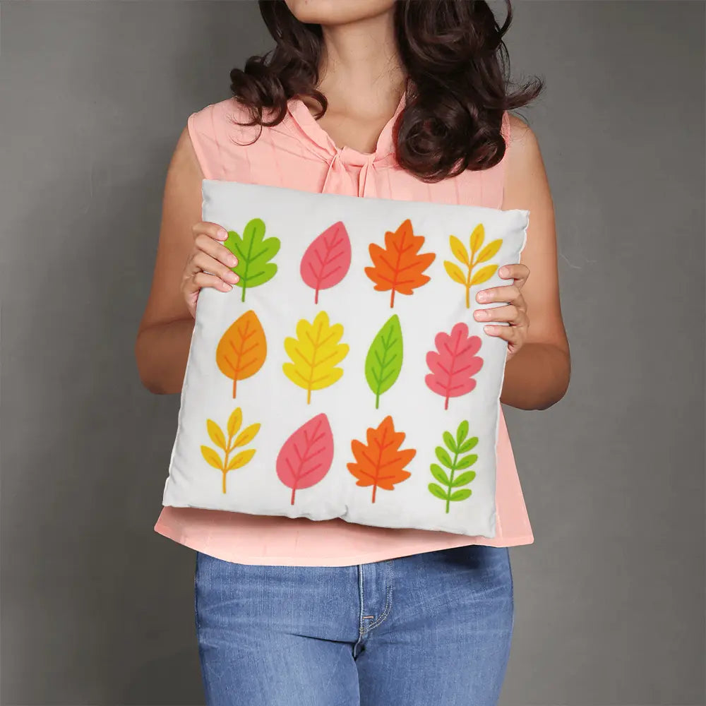 Bright Colorful Leaves Throw Pillow Cover - Multicolor 