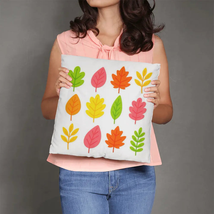 Bright Colorful Leaves Throw Pillow Cover - Multicolor 