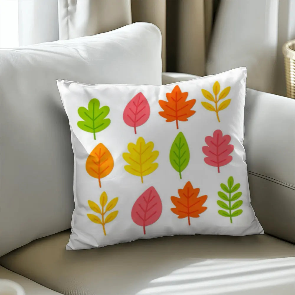 Bright Colorful Leaves Throw Pillow Cover - Multicolor 