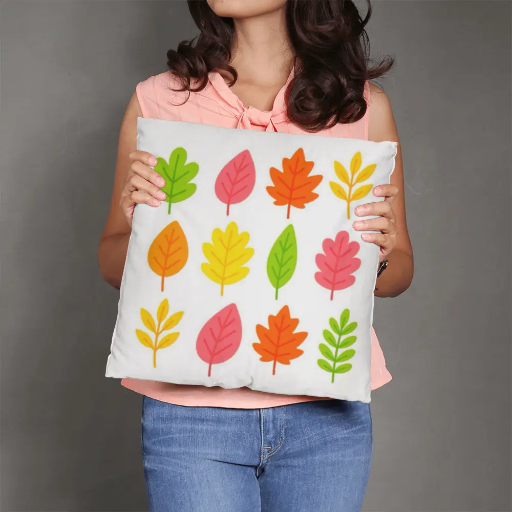 Bright Colorful Leaves Throw Pillow Cover - Multicolor 