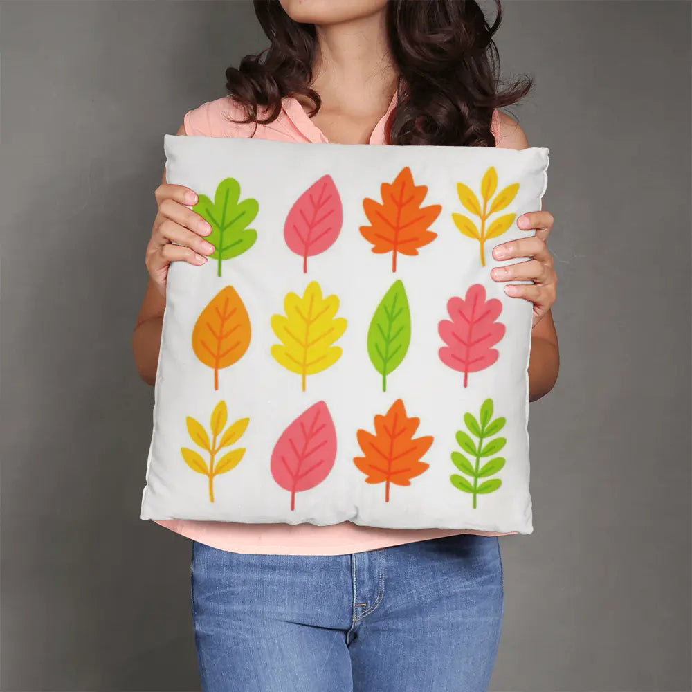 Bright Colorful Leaves Throw Pillow Cover - Multicolor 