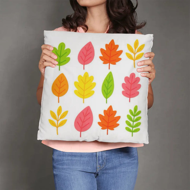 Bright Colorful Leaves Throw Pillow Cover - Multicolor 