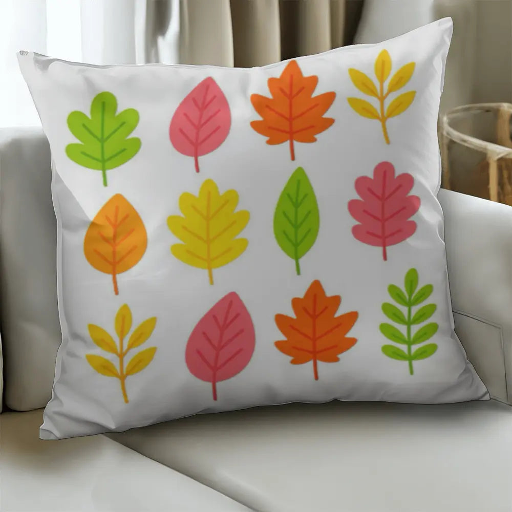 Bright Colorful Leaves Throw Pillow Cover - Multicolor 