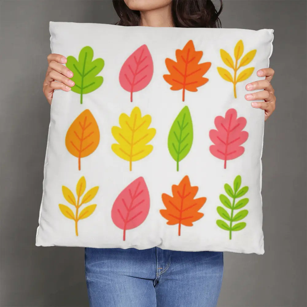 Bright Colorful Leaves Throw Pillow Cover - Multicolor 