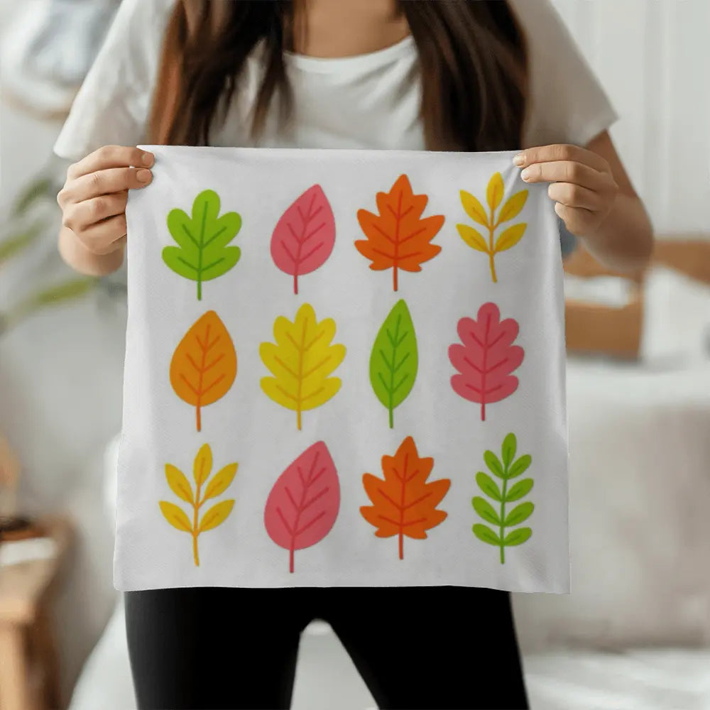 Bright Colorful Leaves Throw Pillow Cover - Multicolor 