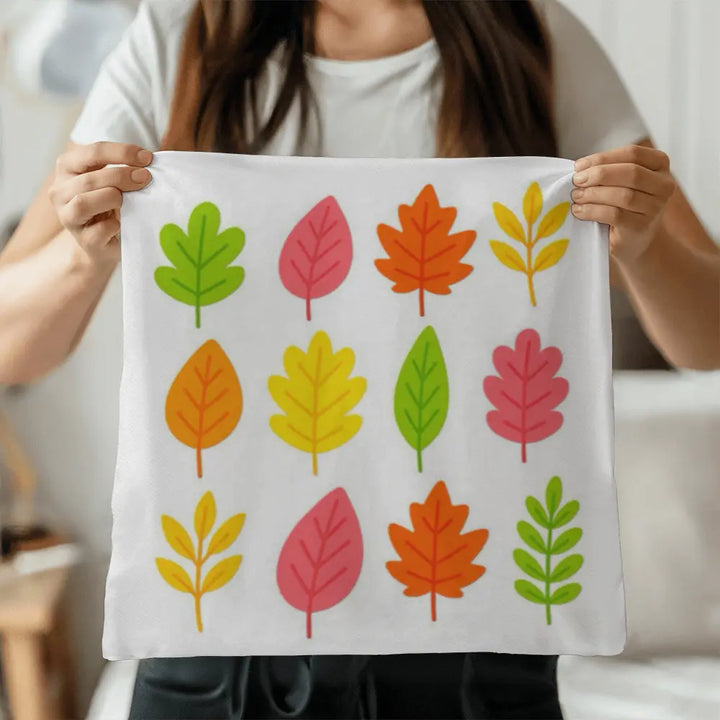 Bright Colorful Leaves Throw Pillow Cover - Multicolor 