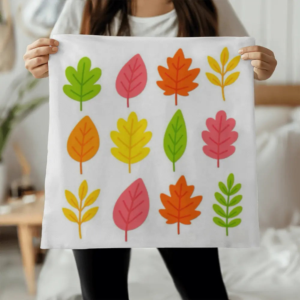 Bright Colorful Leaves Throw Pillow Cover - Multicolor 