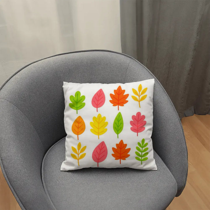 Bright Colorful Leaves Throw Pillow Cover - Multicolor 