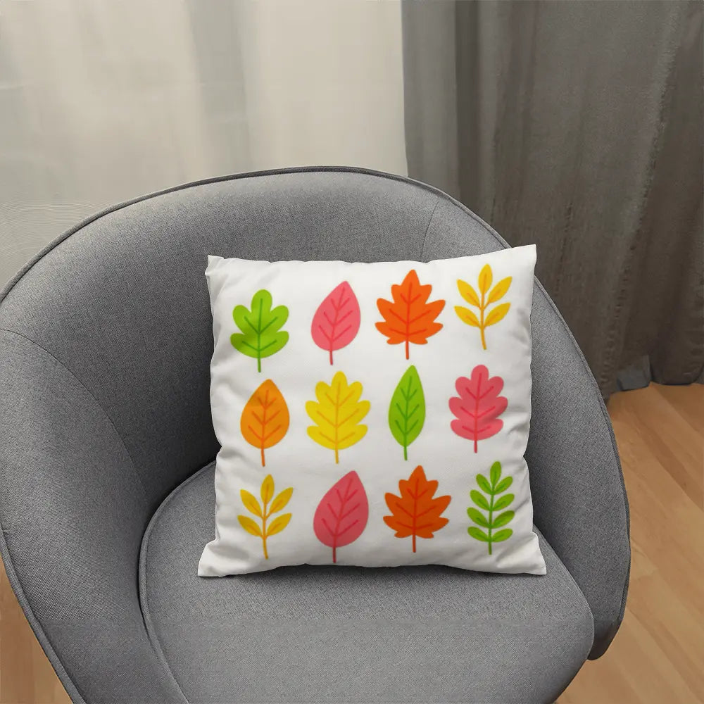 Bright Colorful Leaves Throw Pillow Cover - Multicolor 