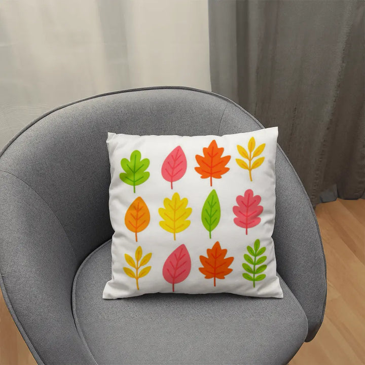 Bright Colorful Leaves Throw Pillow Cover - Multicolor 