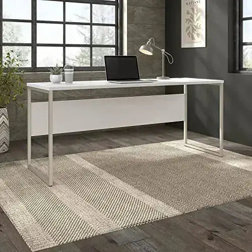 Bush Business Furniture Desk | Hybrid Office Desk, Metal Legs - White Bush Business Furniture
