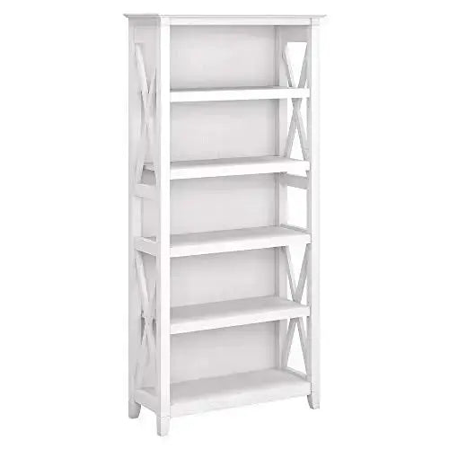 Bush Furniture Key West 5 Shelf Bookcase - Pure White Oak Bush Furniture