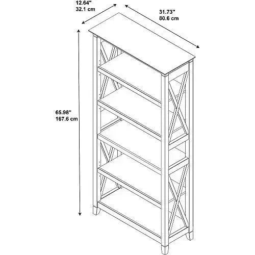 Bush Furniture Key West 5 Shelf Bookcase - Pure White Oak Bush Furniture