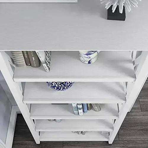 Bush Furniture Key West 5 Shelf Bookcase - Pure White Oak Bush Furniture