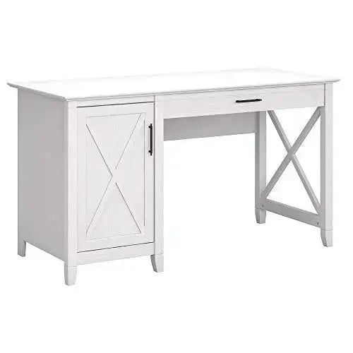 Bush Furniture Key West Office Desk, 54" W - White Oak Bush Furniture