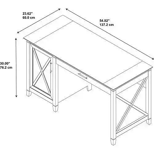 Bush Furniture Key West Office Desk, 54" W - White Oak Bush Furniture