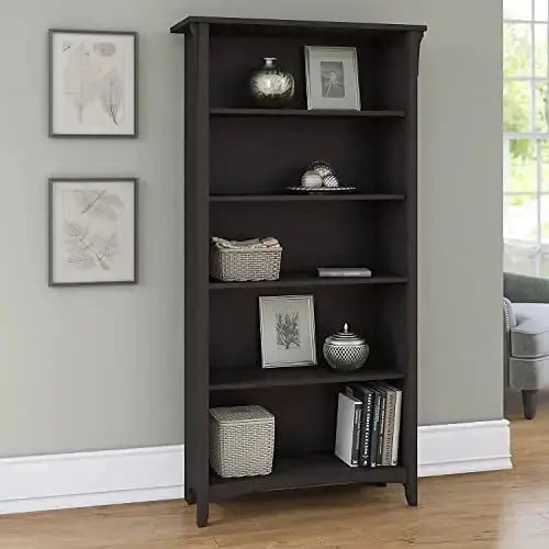 Bush Furniture Salinas 5 Shelf Bookcase - Vintage Black Bush Furniture