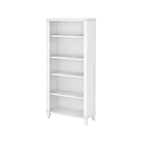 Bush Furniture Somerset Bookcase | Tall 5 Shelf Bookcase - White Bush Furniture