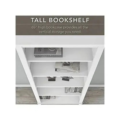 Bush Furniture Somerset Bookcase | Tall 5 Shelf Bookcase - White Bush Furniture