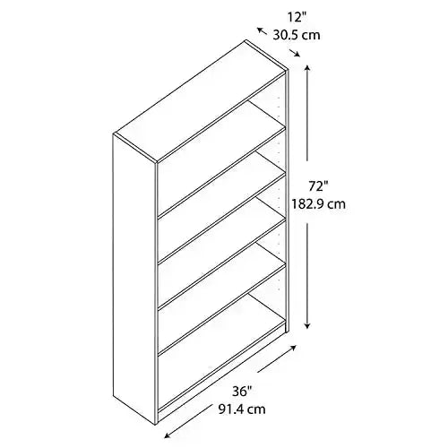 Bush Furniture Universal 5 Shelf Bookcase - Pure White Bush Furniture